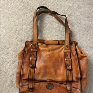 Fossil Brown Leather Tote Bag